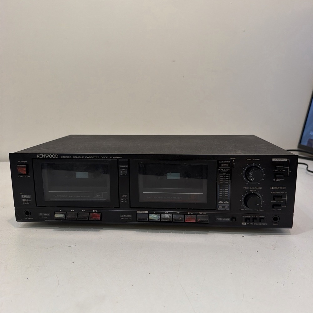 Vintage Kenwood Stereo Double Cassette Deck KX-64W For Parts